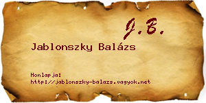Jablonszky Balázs névjegykártya