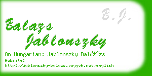 balazs jablonszky business card